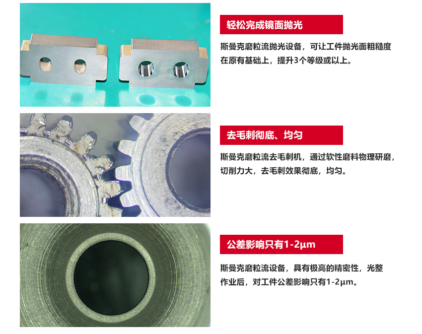 解決復(fù)雜性拋光、去毛刺難題：孔內(nèi)拋光，去除毛刺，齒面拋光，曲面拋光，不規(guī)則面拋光 最小可處理孔徑：8絲 鎢鋼硬質(zhì)合金可拋光